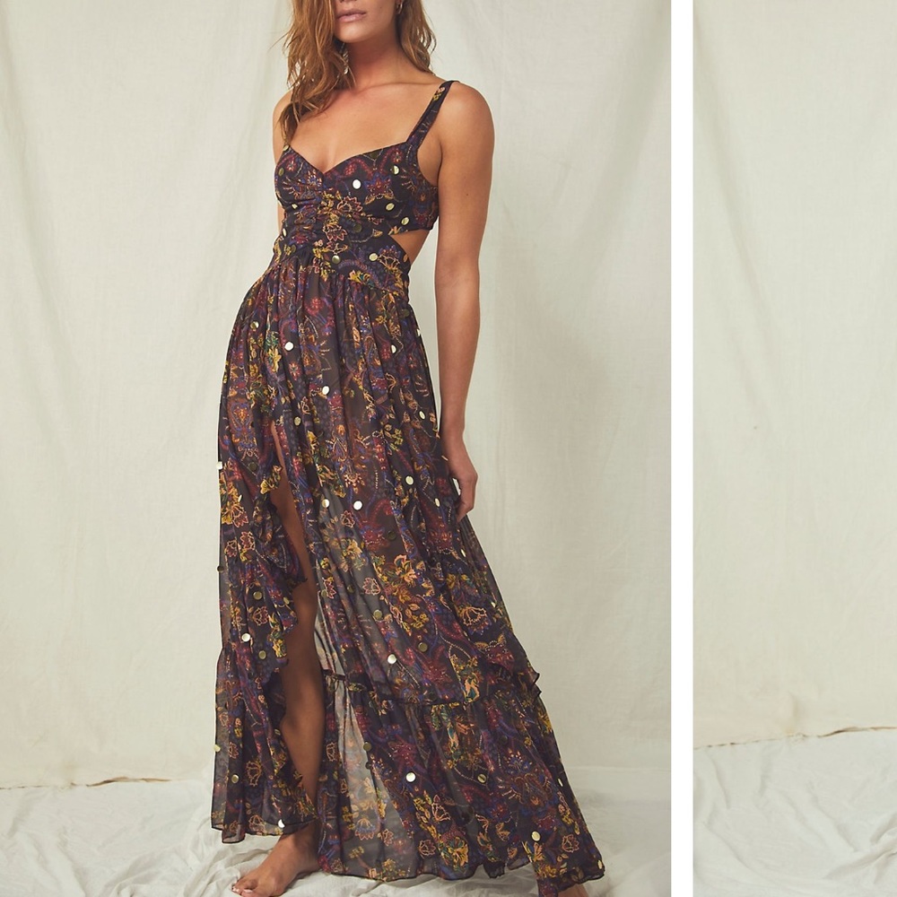 Free people Moroccan Garden Sequins Embellished Laced Cutouts Maxi dress